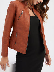 Casual Slim PU Leather Jacket