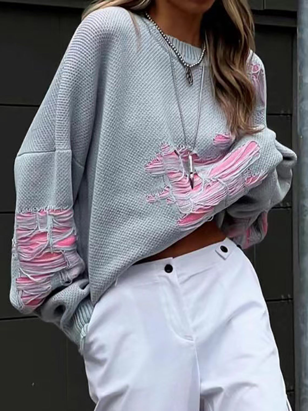 Loose Ripped Pullover Sweater