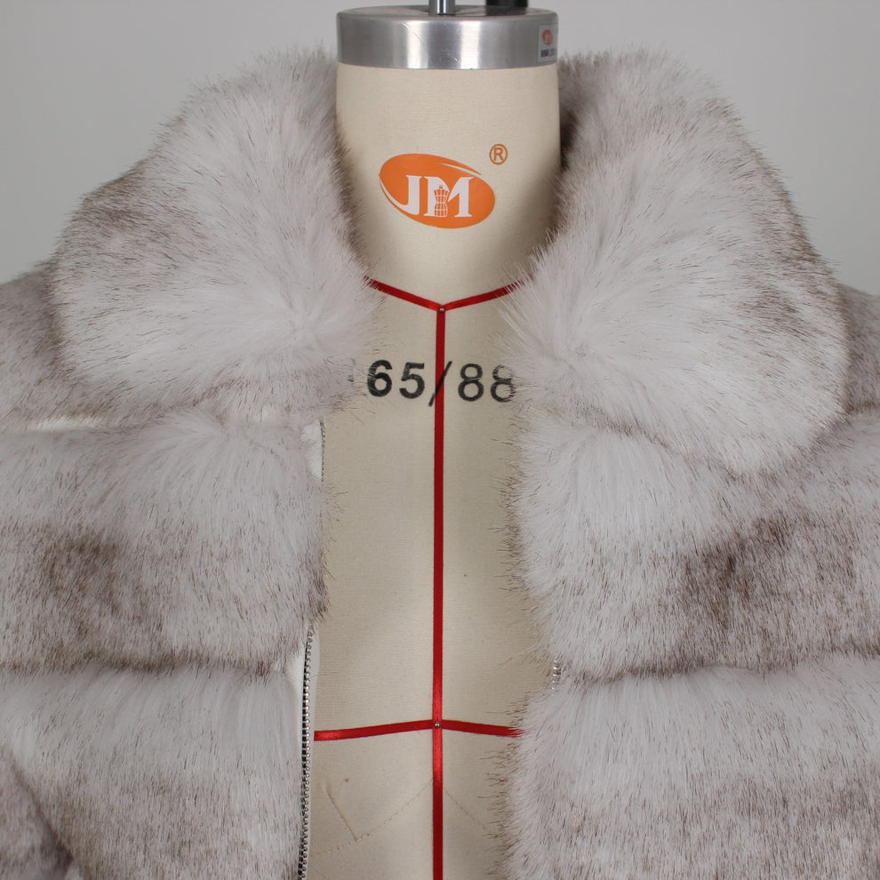 Fashion Thick Artifici Fur Coat Fox Fur Short Jacket( S-4XL)