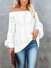 Off Shoulder Loose Knit Pullover Sweater