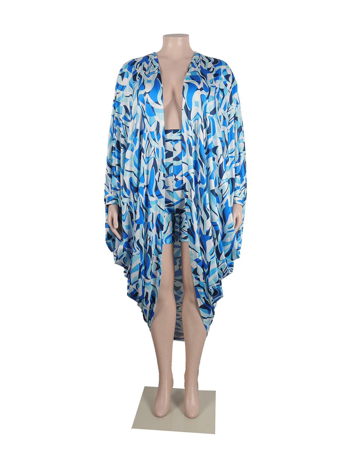 Plus Size Print Loose Shorts Suit