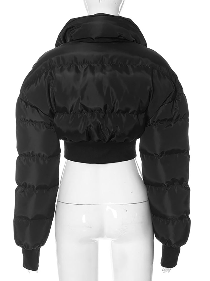 Fashion Solid Patchwork Short Puffer Coat