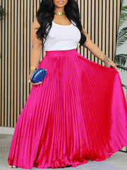 Casual High-waist Pleated Skirt