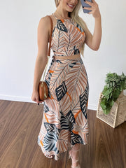 Print Crop Top Long Skirt Suit