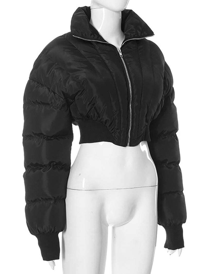 Fashion Solid Patchwork Short Puffer Coat