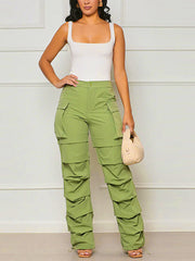 Pleated Straight Cargo Pants