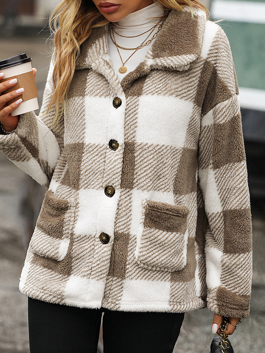 Plaid Double-faced Pile Jacket Coat