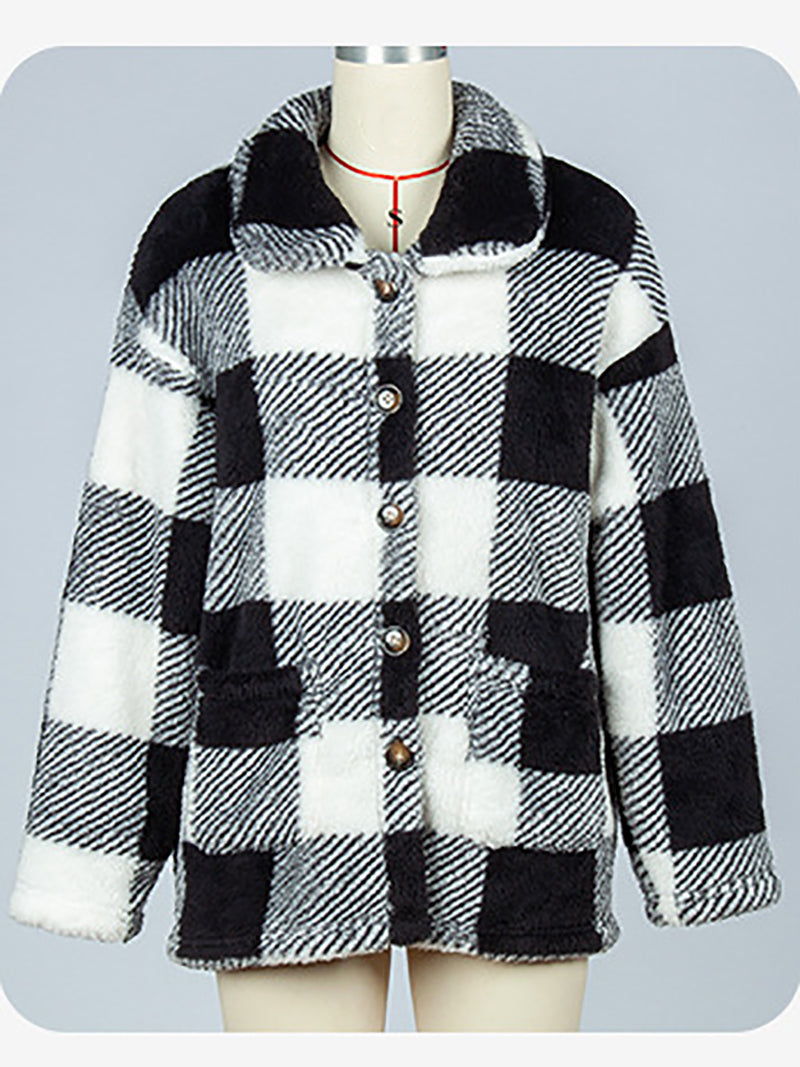 Plaid Double-faced Pile Jacket Coat