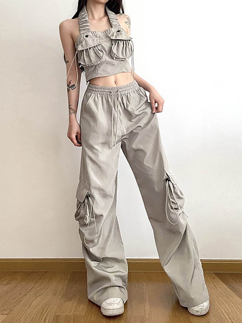 Halter Backless Loose Pants Set