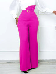 Asymmetry High Waist Flared Trousers