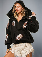 Rugby Sequin Drawstring Hoodie