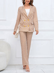 Houndstooth Suit Jacket Trousers Set