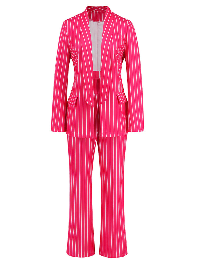 Stripe Suit Coat Wide leg Pants Set