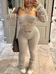 Sexy Backless Bandage Knit Jumpsuit