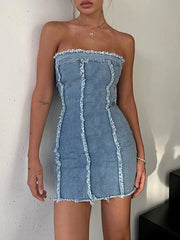 Fashion Strapless Denim Dress