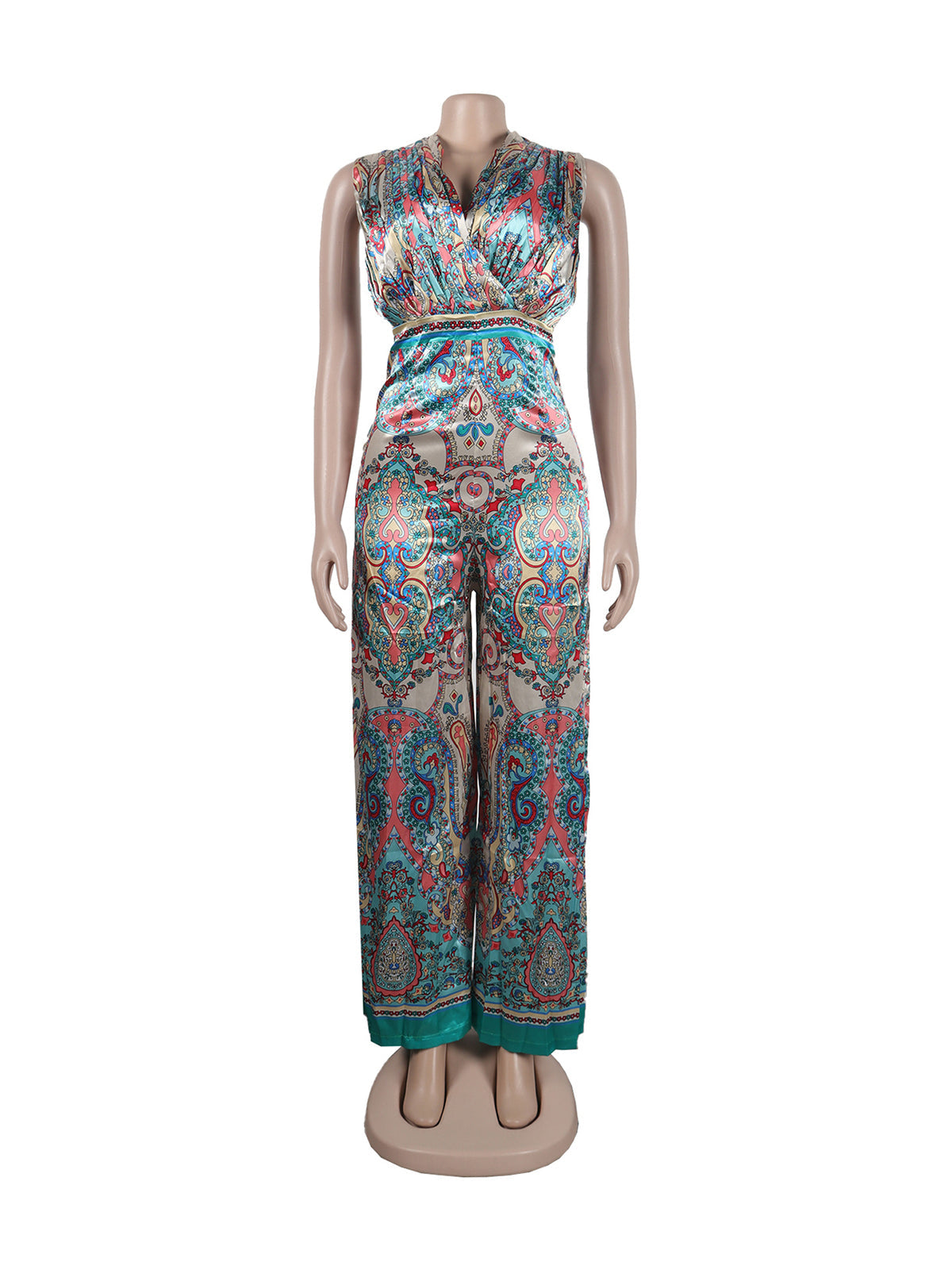 Sleeveless Print Wide-leg Jumpsuit