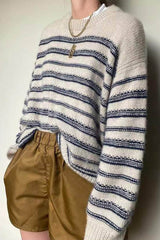 Round Collar Fashion Striped Sweater