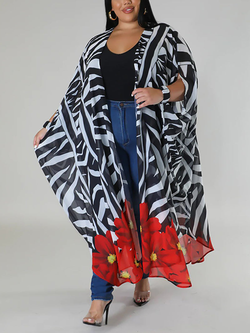 Fashion Print Chiffon Cardigan