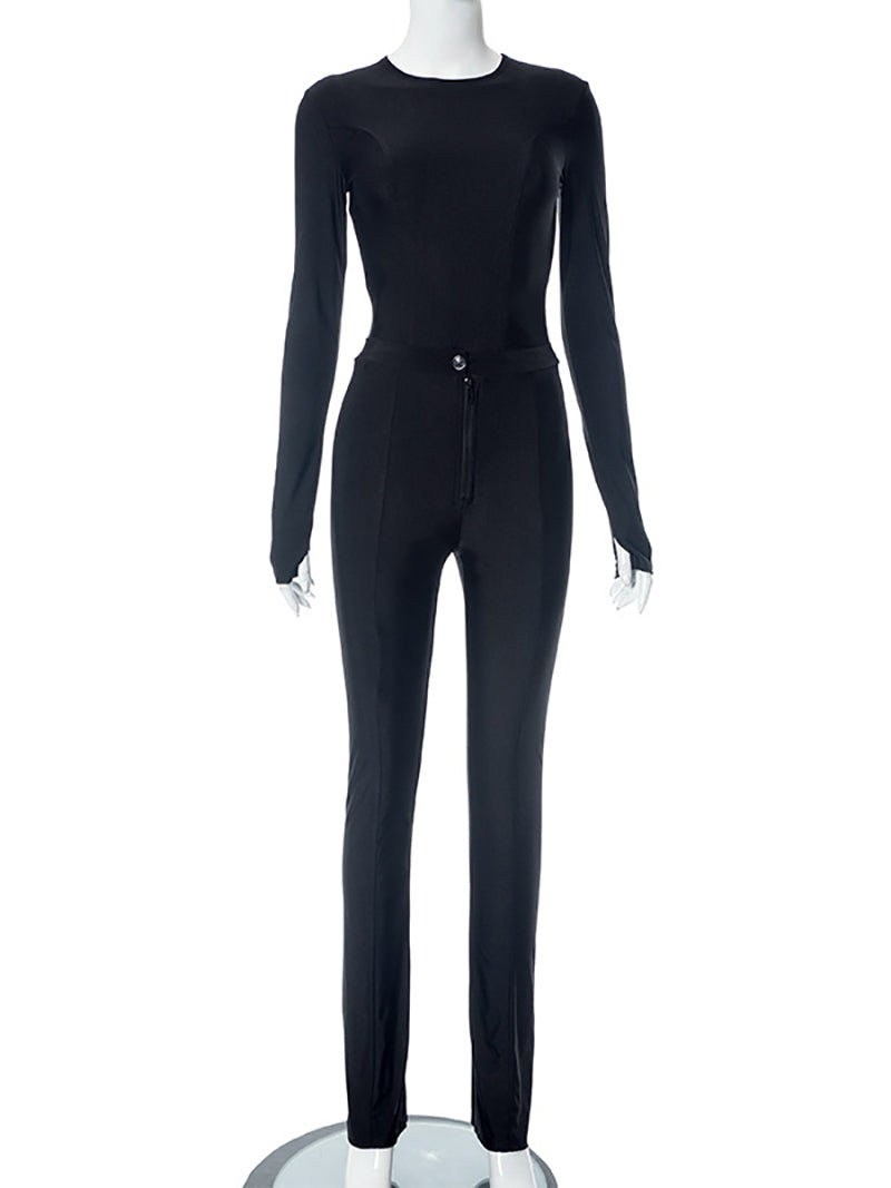 Tight Long Sleeve Top Trousers Suit