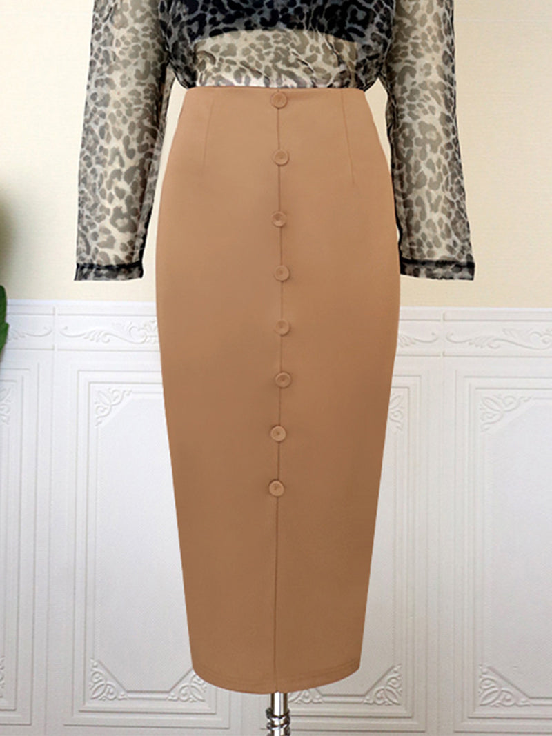 Solid Color Hip Wrap Skirt