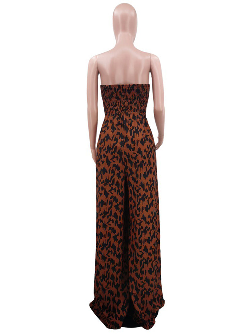 Sexy Strapless Print Jumpsuit