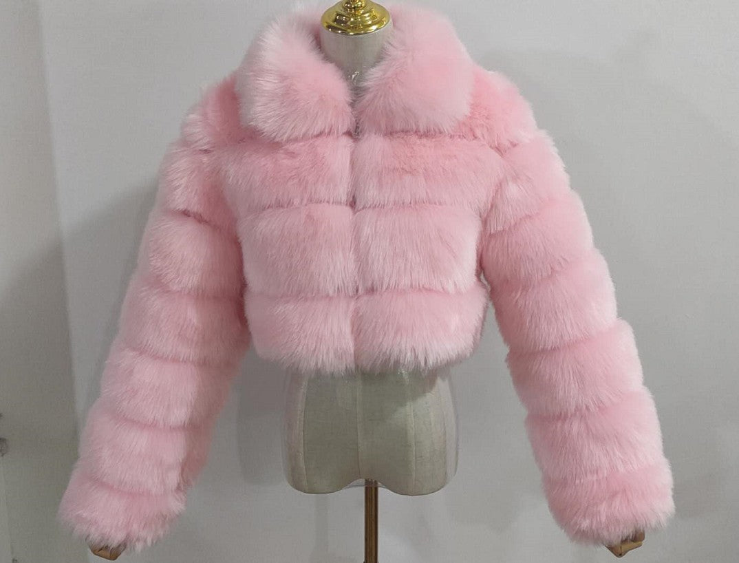 Fashion Thick Artifici Fur Coat Fox Fur Short Jacket( S-4XL)