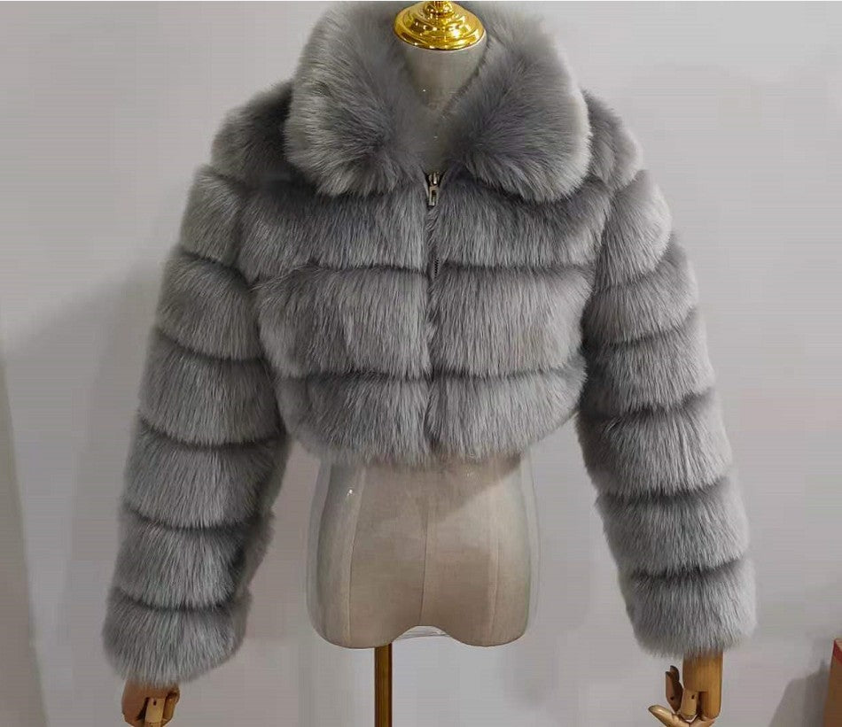 Fashion Thick Artifici Fur Coat Fox Fur Short Jacket( S-4XL)