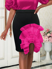 Casual Ruffles Hip Wrap Skirt