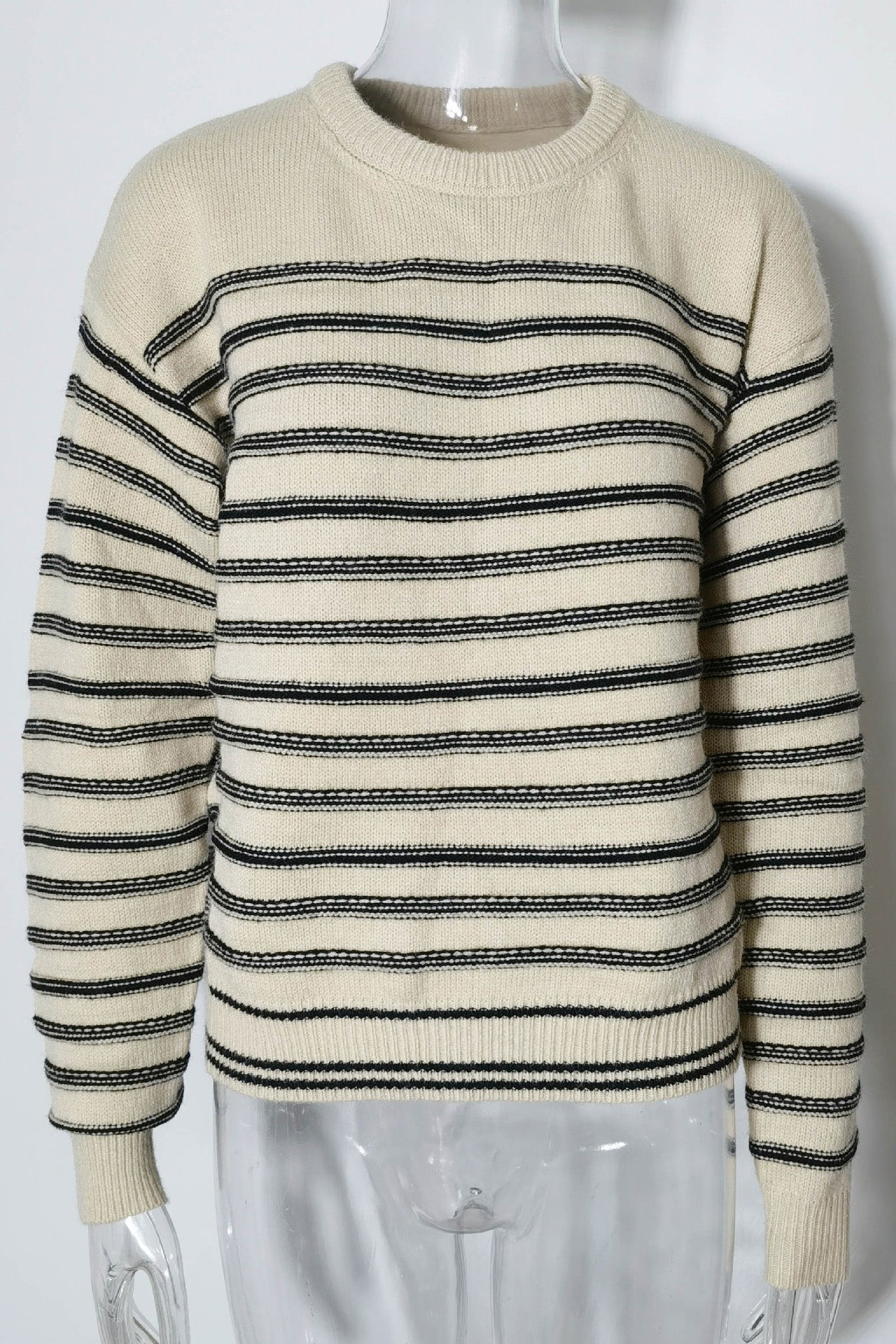 Round Collar Fashion Striped Sweater