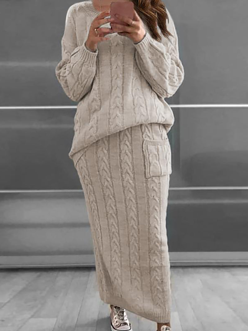 Loose Sweater Long Skirt Set