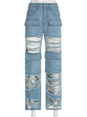 Casual Ripped Straight Jeans