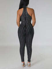 Rhinestone Hollow out Club Jumpsuit