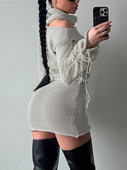 Fashion Knit Top Hip-wrap Skirt Suit