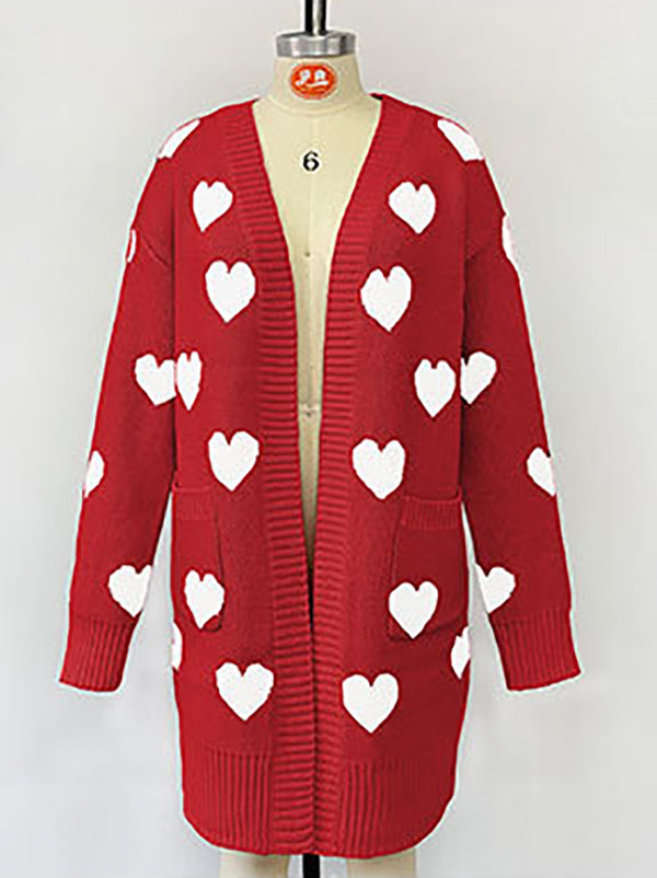 Fashion Heart-shaped Knit Cardigan Coat