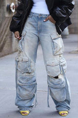 Retro Casual Ripped Jeans