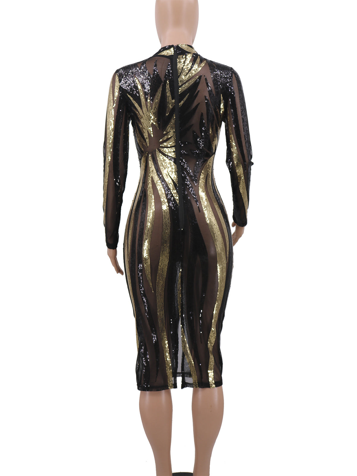 Sequin See through Bodycon Dress