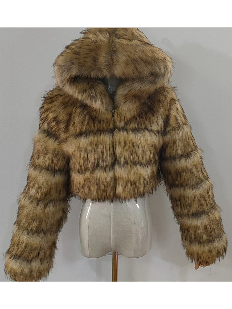 Fluffy Faux Fur Warm Hoode Coat