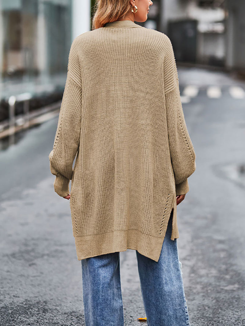 Solid Color Knit Cardigan Coat