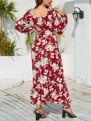 V Neck Slim Floral Dress