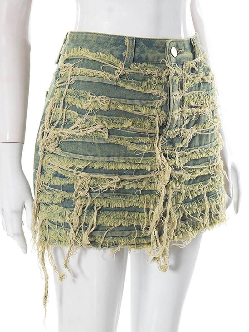 Fashion Tassels Denim Skirt