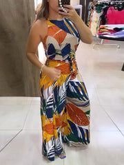 Sleeveless Print Bandage Jumpsuit