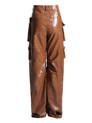 Boutique PU Leather Straight Trousers