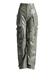 Boutique PU Leather Straight Trousers