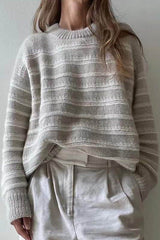 Round Collar Fashion Striped Sweater