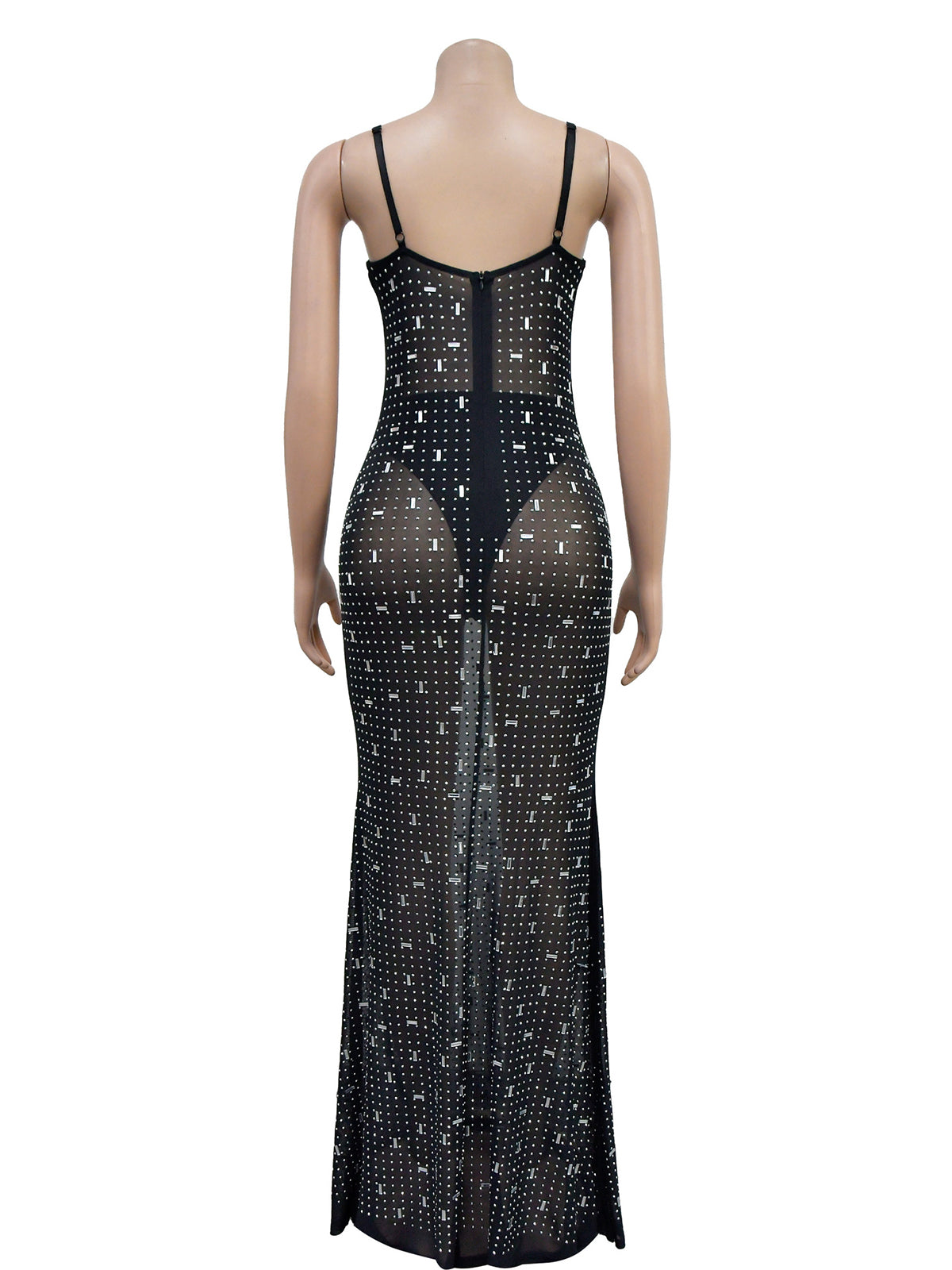 Rhinestone See through Bodycon Dress