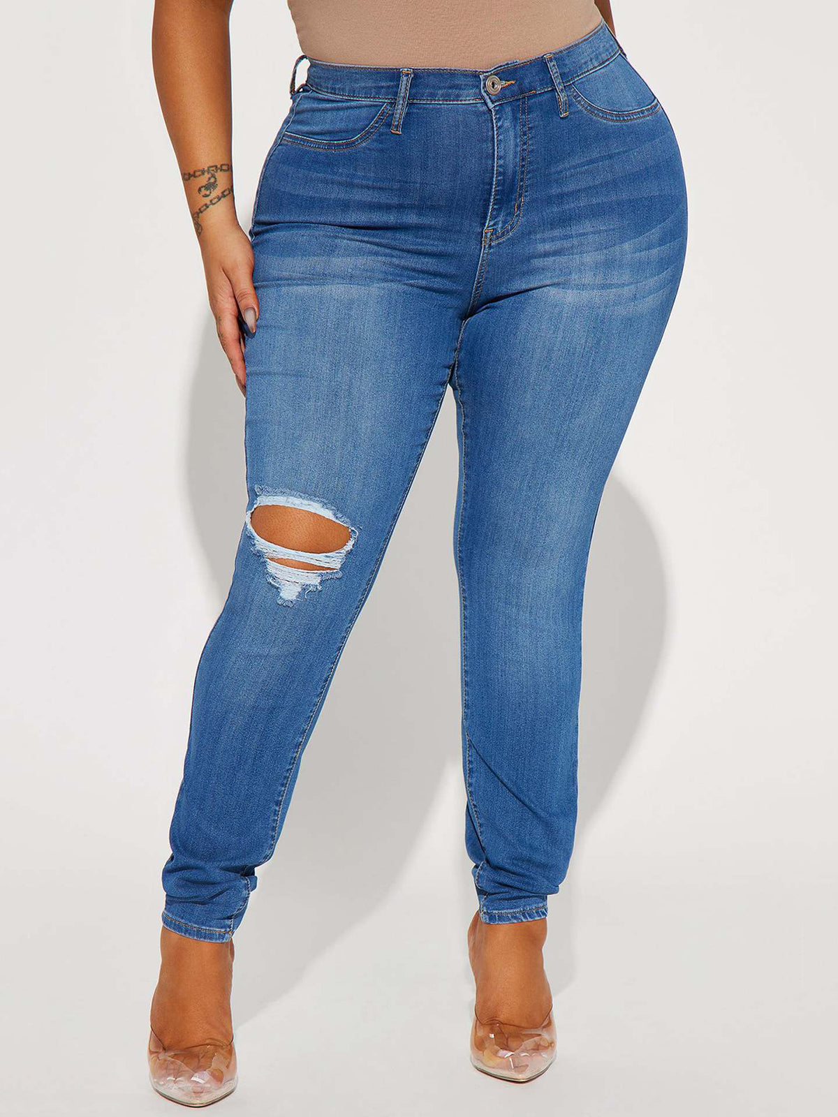 Stretch Ripped Casual Jeans