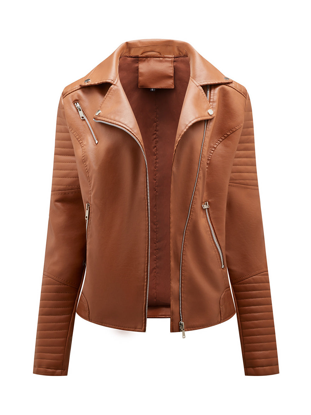 Lapel PU Leather Jacket