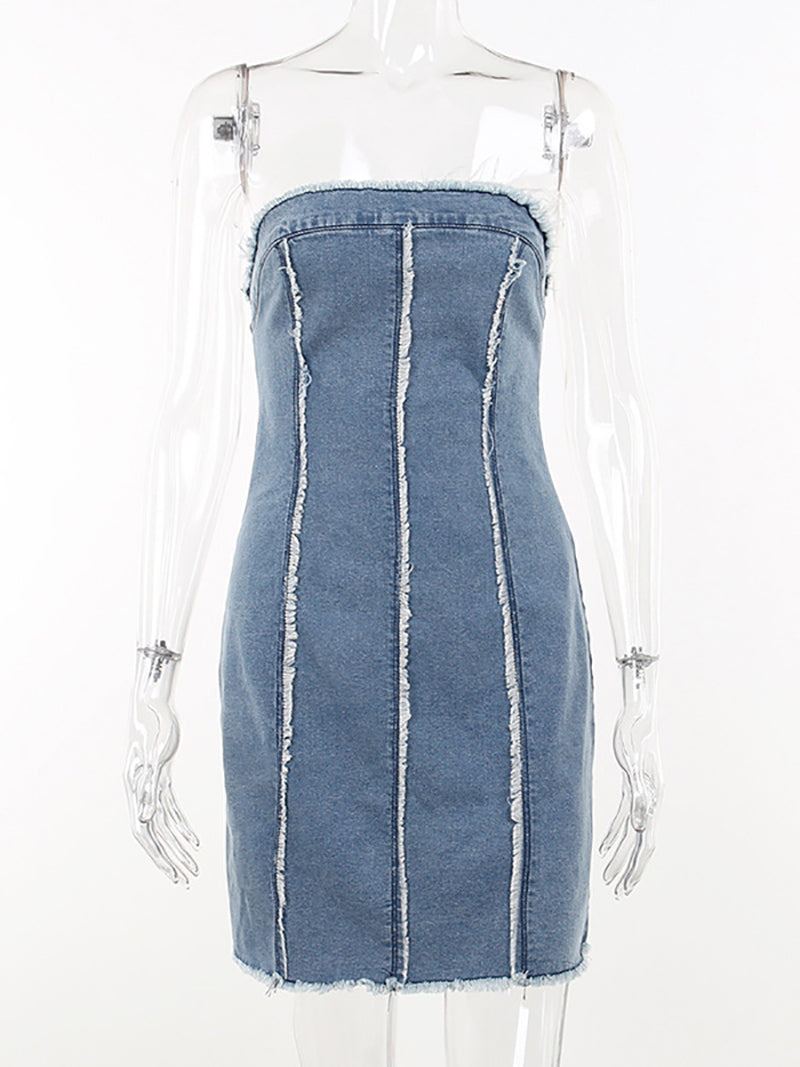 Fashion Strapless Denim Dress