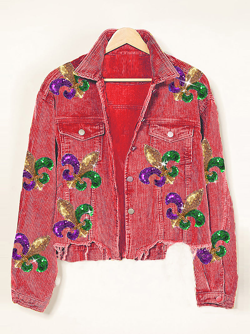 Corduroy Sequin Jacket Coat