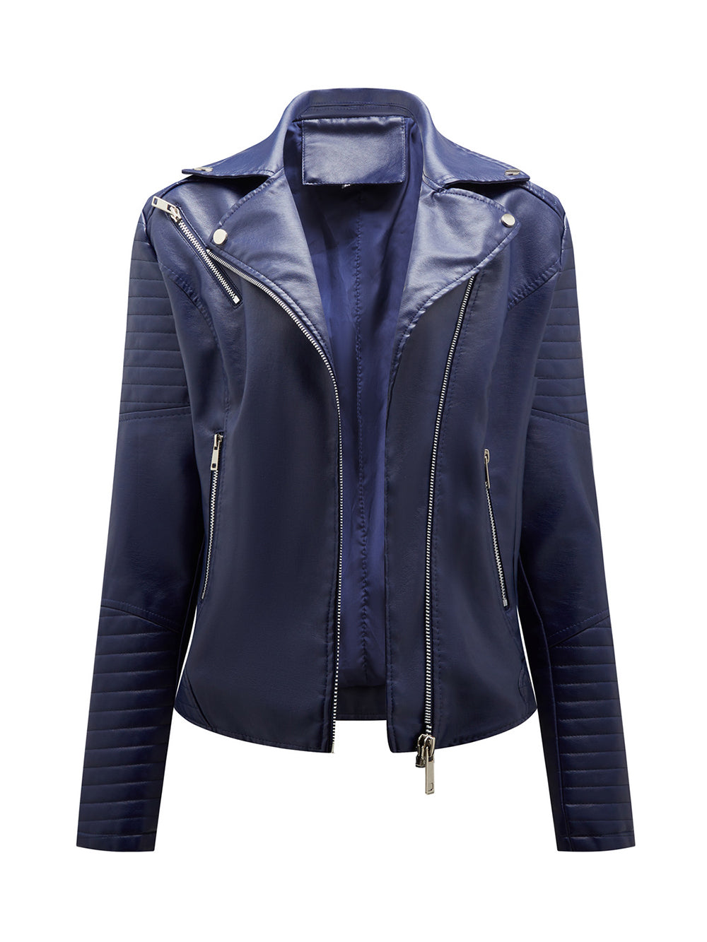 Lapel PU Leather Jacket